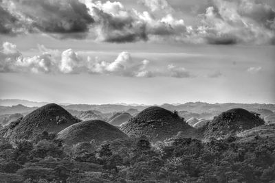 Scenic view of rocky mountains against sky