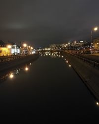 Illuminated cityscape against sky at night