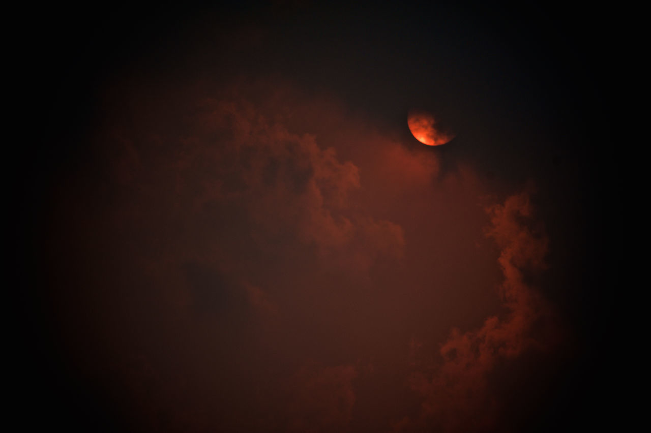 LOW ANGLE VIEW OF MOON AT NIGHT