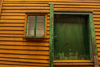 Closed window of old building