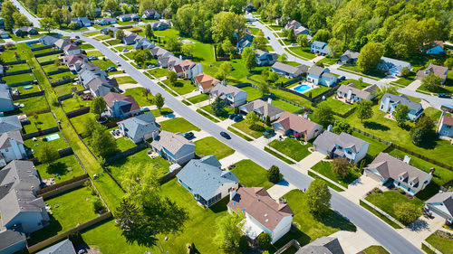 High angle view of townscape