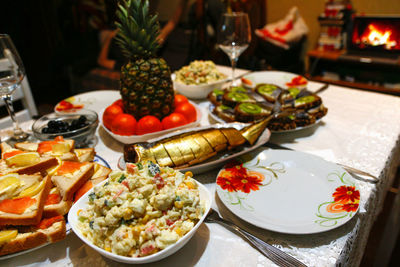 Close-up of food on table