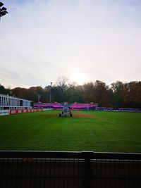 View of soccer field against sky