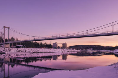 Bridge over river against sky during sunset