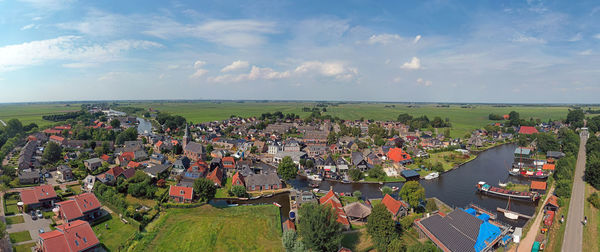 High angle view of townscape against sky