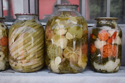 Close-up of food on table