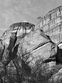 Low angle view of rock formation