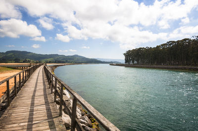 Scenic view of bridge over river against sky