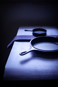 High angle view of eyeglasses on table