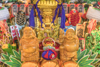 Close-up of buddha statue in temple
