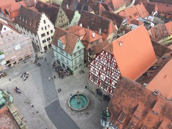 High angle view of buildings in city