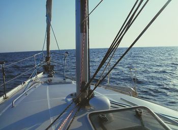 Cropped image of boat in sea