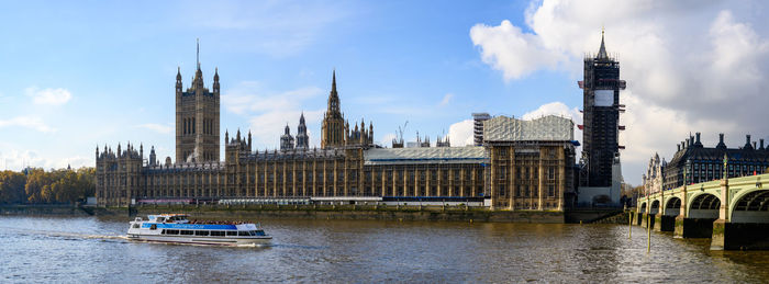 Big ben and house of parliament with the tower covered