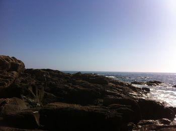 Scenic view of sea against clear sky