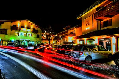 Traffic on road at night