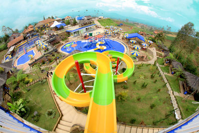 High angle view of ferris wheel in park