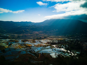 High angle view of landscape against sky