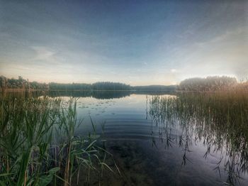 Scenic view of lake against sky