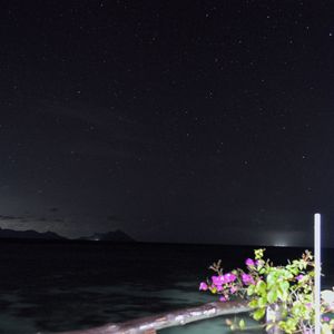 Scenic view of sea against sky at night