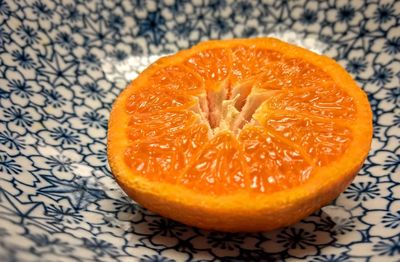 High angle view of orange slices