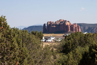 Panoramic view of landscape and mountains against sky