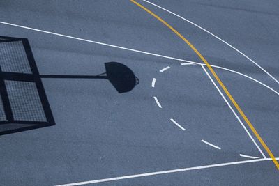 High angle view of empty road