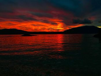 Scenic view of sea against dramatic sky