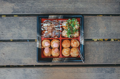 Directly above shot of food on table