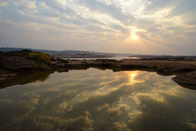 Scenic view of sea against sky during sunset