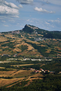 High angle view of landscape against sky