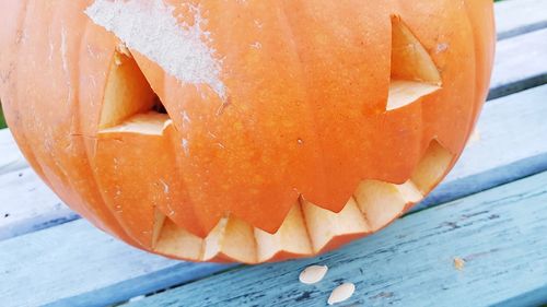 Close-up of pumpkin and orange pumpkins