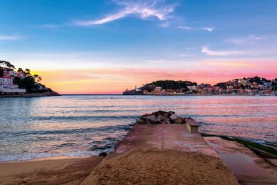 Scenic view of sea against sky during sunset