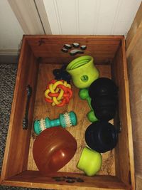 High angle view of vegetables on table