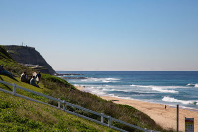 Scenic view of sea against clear sky