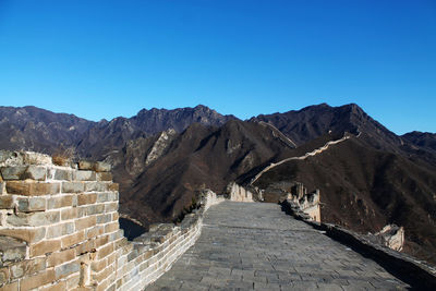 Scenic view of mountains by the great wall of china