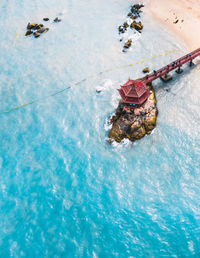 High angle view of swimming pool in sea