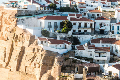 High angle view of buildings in city