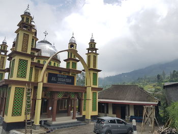 View of buildings against cloudy sky