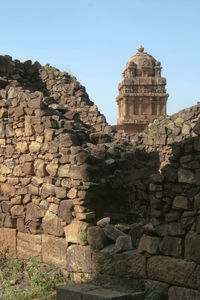 View of old stone wall against sky