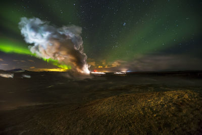 Scenic view of sea against sky at night