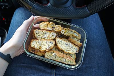 Close up almond biscotti dessert