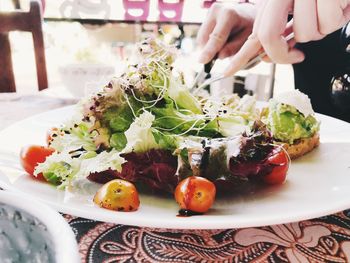 Close-up of food served in plate