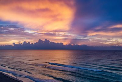 Scenic view of sea against sky at sunset