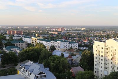 High angle view of townscape against sky