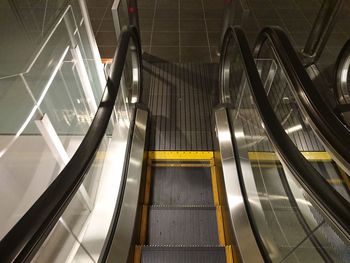 High angle view of escalator at subway station