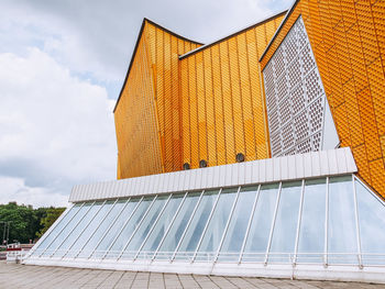 Low angle view of modern building against sky