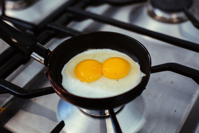 High angle view of breakfast on table