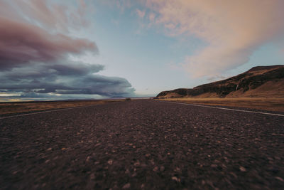 Surface level of road against sky