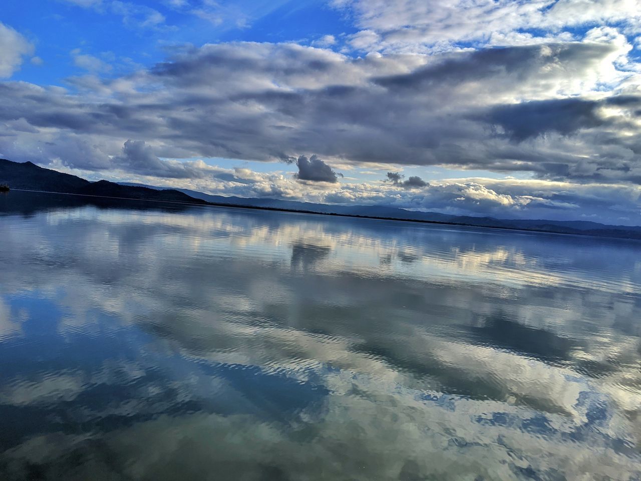 AERIAL VIEW OF LAKE AGAINST SKY