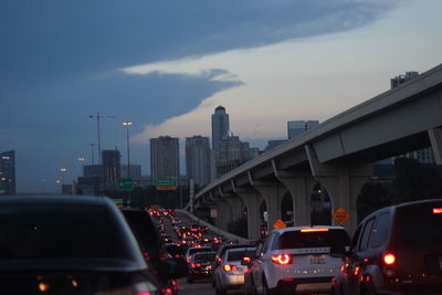 Traffic on road in city